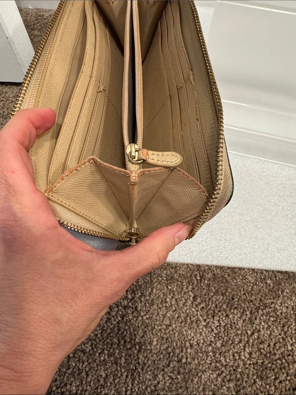 Coach Embossed Signature Zip Wallet in Beige-Tan - Picture 8 of 8